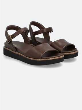 MIA Brown Leather Open-Toe Ankle-Strap Sandals